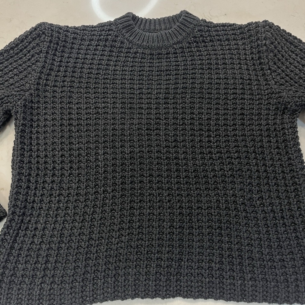 Anine Bing‎ Chunky Knit Sweater Womens Small Oversized Boxy Crewneck Charcoal - Picture 3 of 8